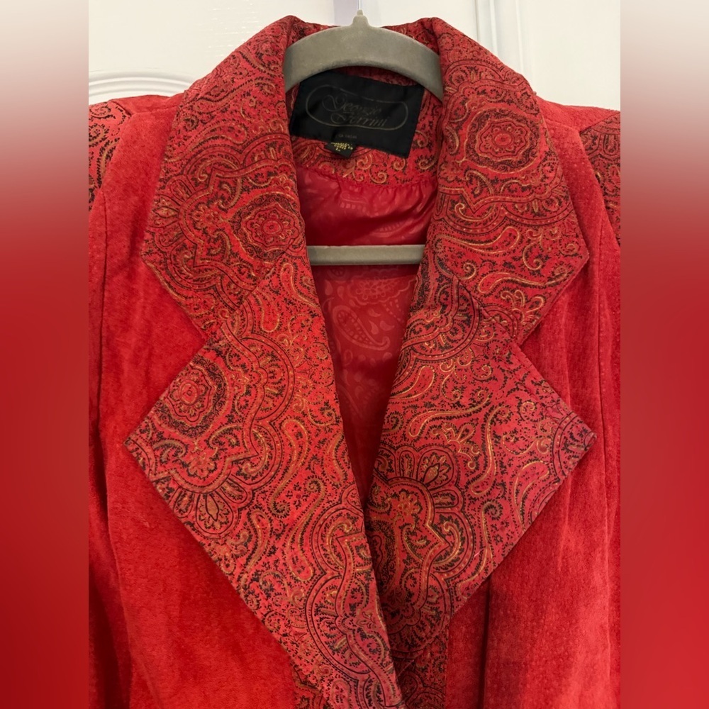 Vintage red suede Georgio Ferrini 1980s women’s jacket size large - Picture 3 of 11